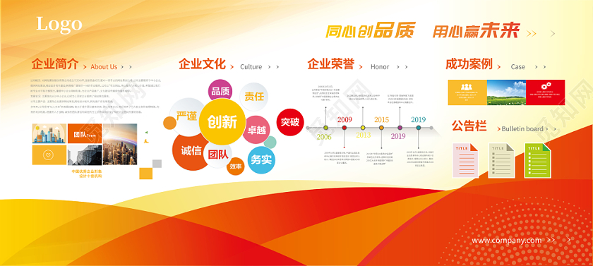 简约现代企业公司介绍展板公司历程展板宣传栏