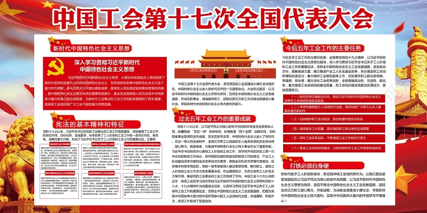 党建风中国工会十七大宣传展板