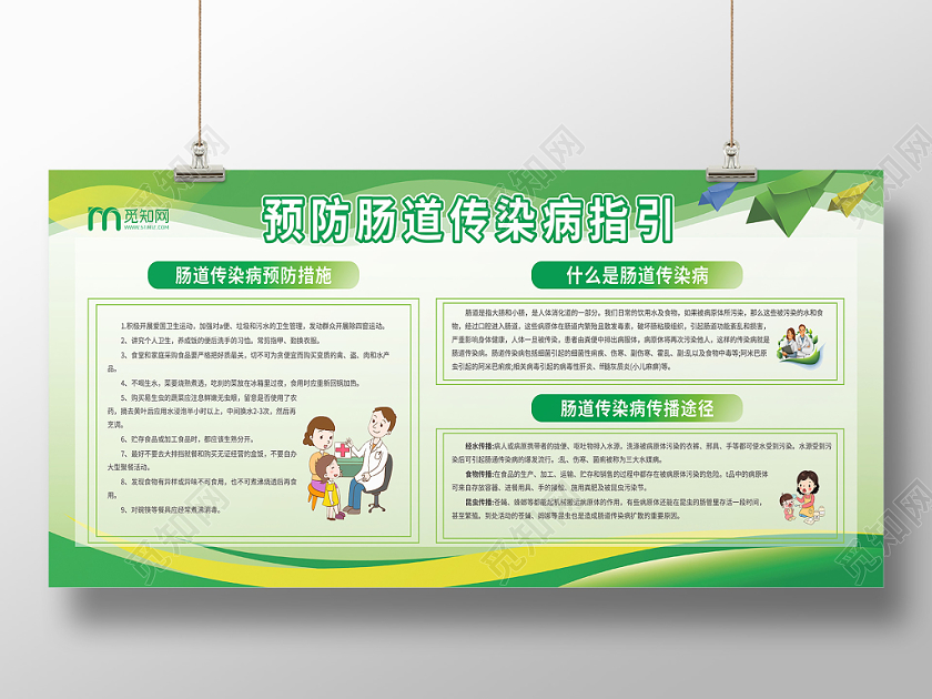 绿色环保肠道感染传染病预防展板