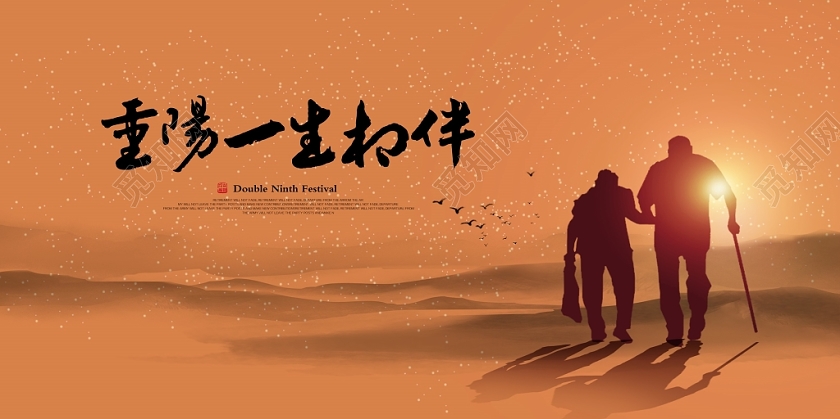 简约九九重阳节重阳一生相伴中国传统节日展板设计