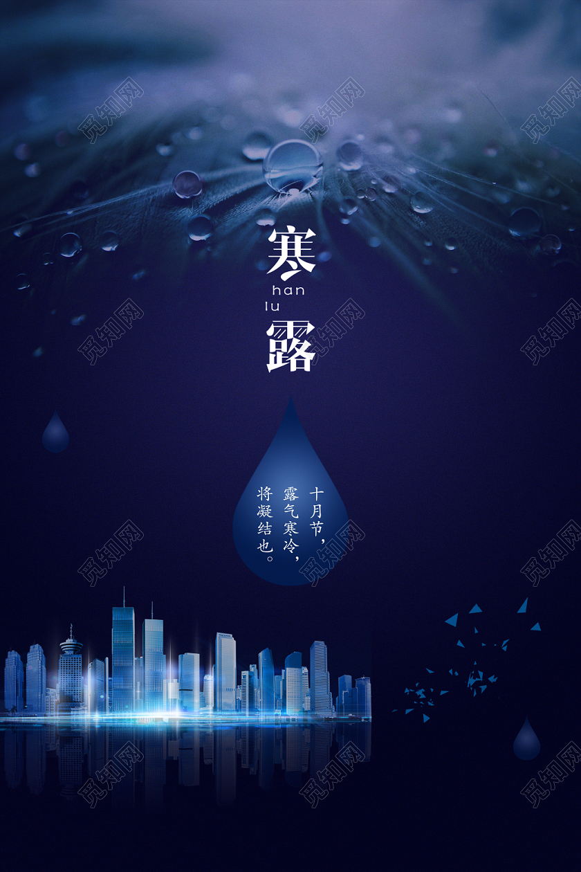 简约大气城市艺术寒露传统节日节气海报