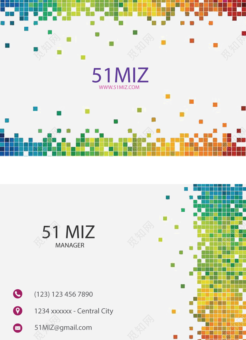 彩色几何图形简约风理发美发名片