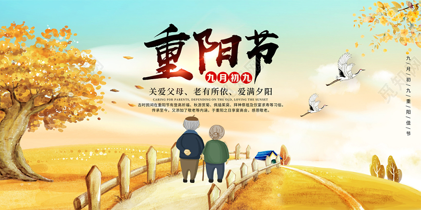 唯美大气九九重阳节展板