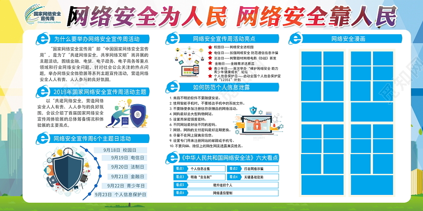 大气2019年国家网络安全宣传周网络安全为人民展板宣传栏设计