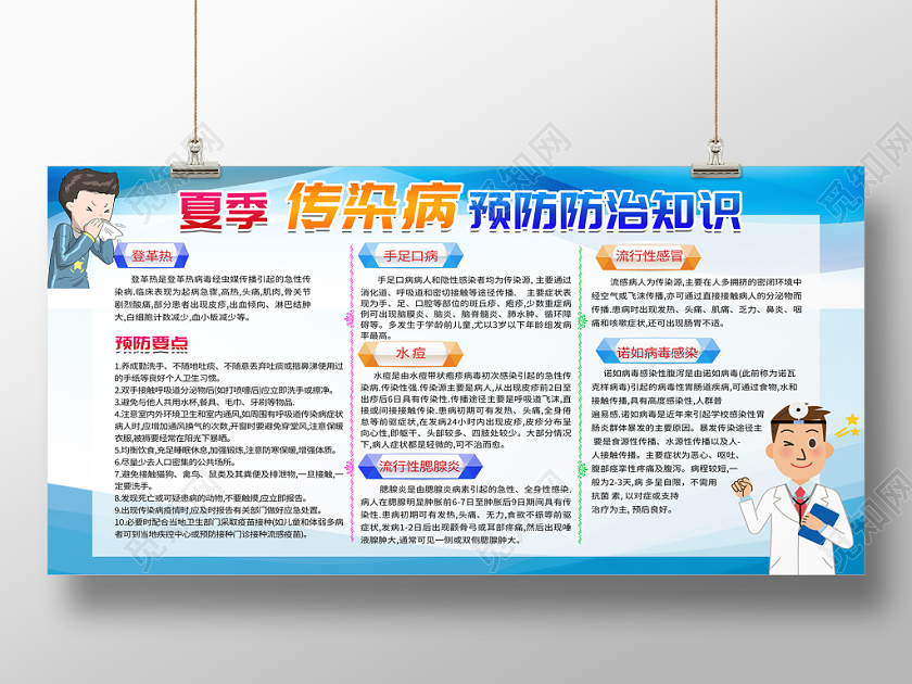 夏季传染病预防防治知识宣传栏