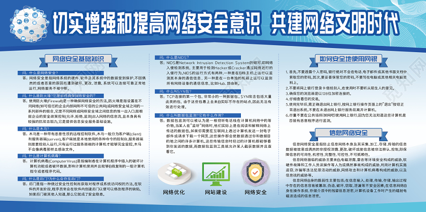 蓝色大气共建网络文明时代网络宣传安全周宣传展板