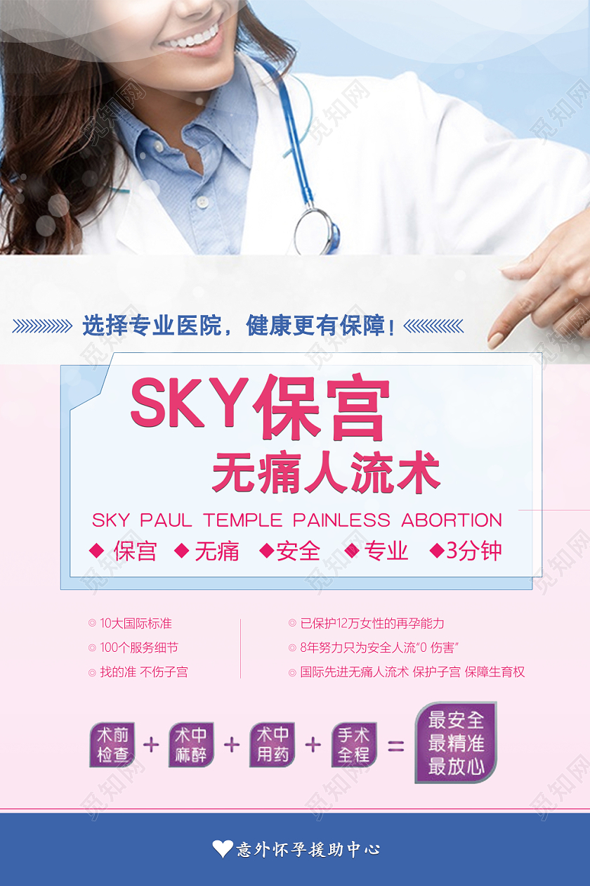 关爱女性SKY保宫无痛人流术医院无痛人流妇科宣传海报