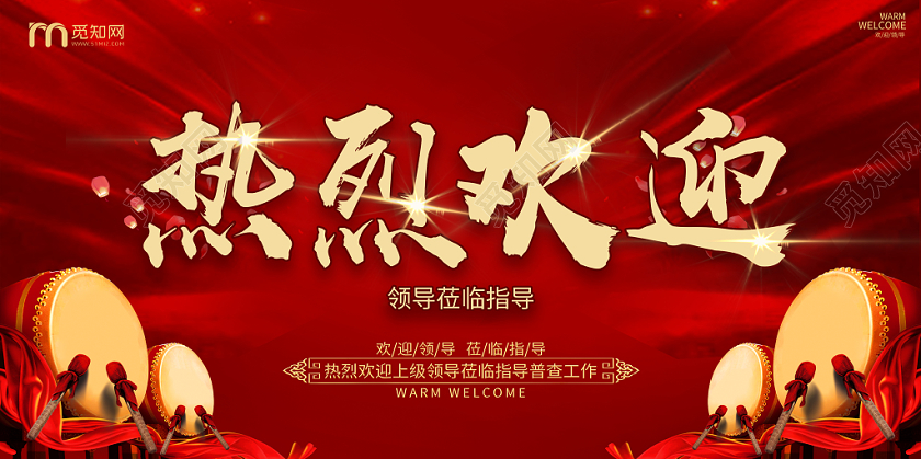 热烈欢迎各级领导莅临指导背景板
