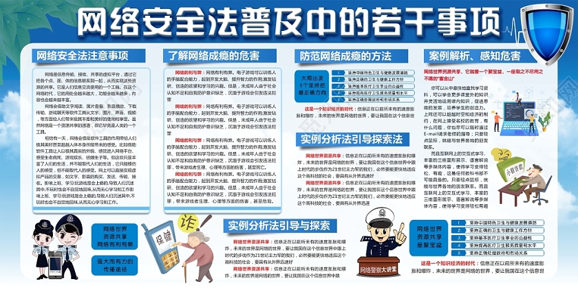 蓝色清新大气简约网络宣传安全周网络防护宣传展板