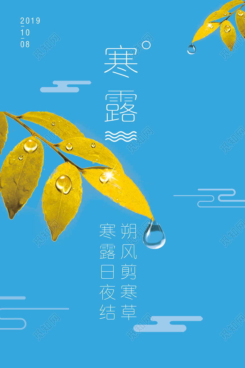 寒露节气简约简洁清爽海报宣传
