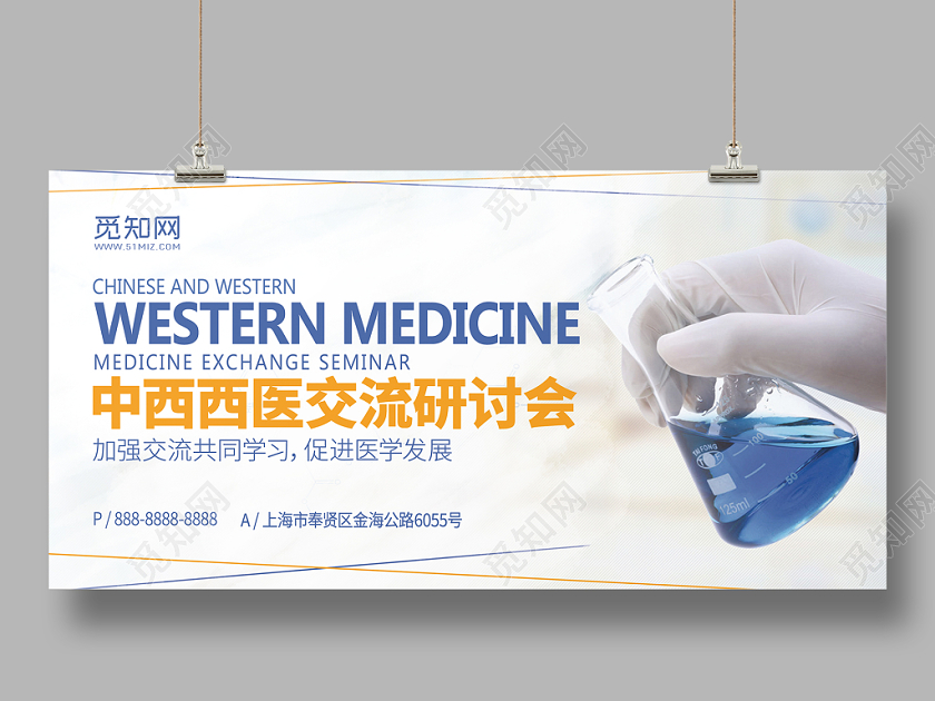 科技感医院中西西医研讨会展板