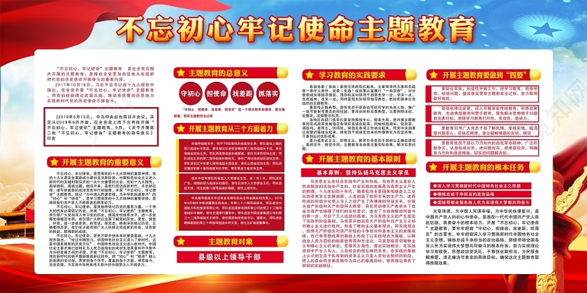 时尚大气不忘初心牢记使命主题教育宣传栏设计