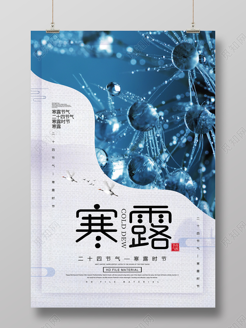 简约创意中国传统二十四节气寒露节气宣传海报