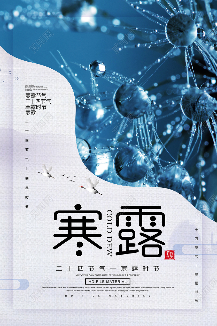 简约创意中国传统二十四节气寒露节气宣传海报
