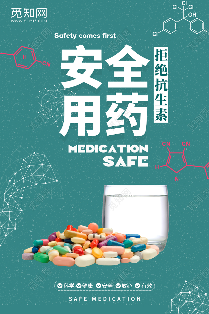 简约安全用药科普宣传海报