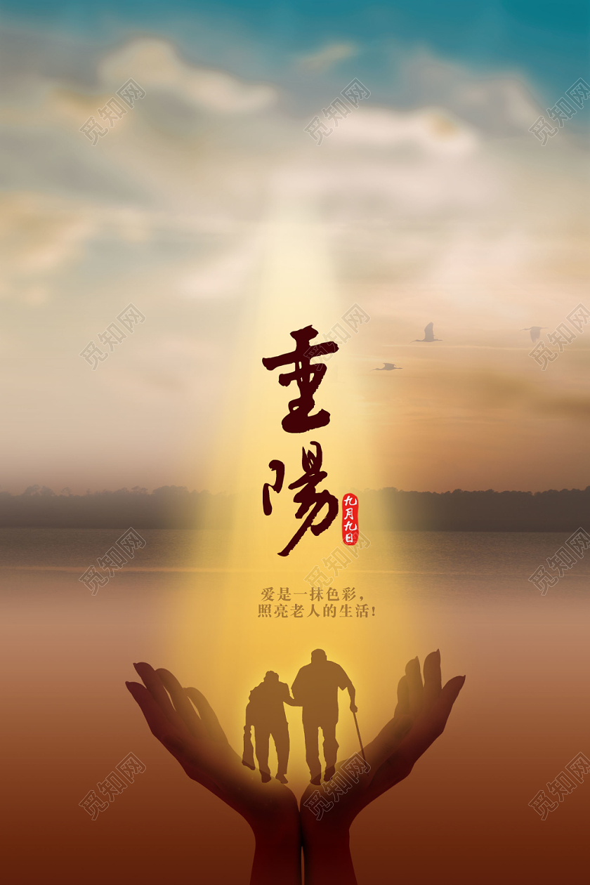 99炫彩重阳节关爱老人宣传展板