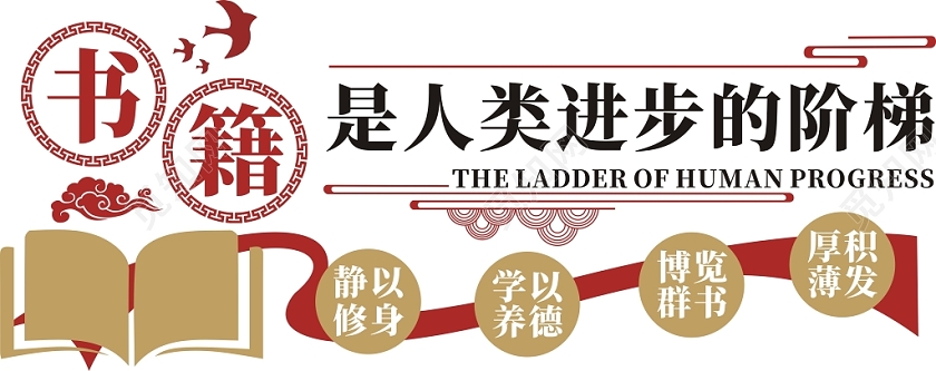 学校阅览室图书校园文化墙复古创意文化墙