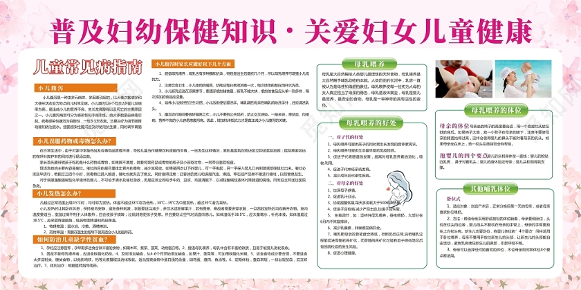 母乳喂养母婴育儿粉色创意宣传栏展板
