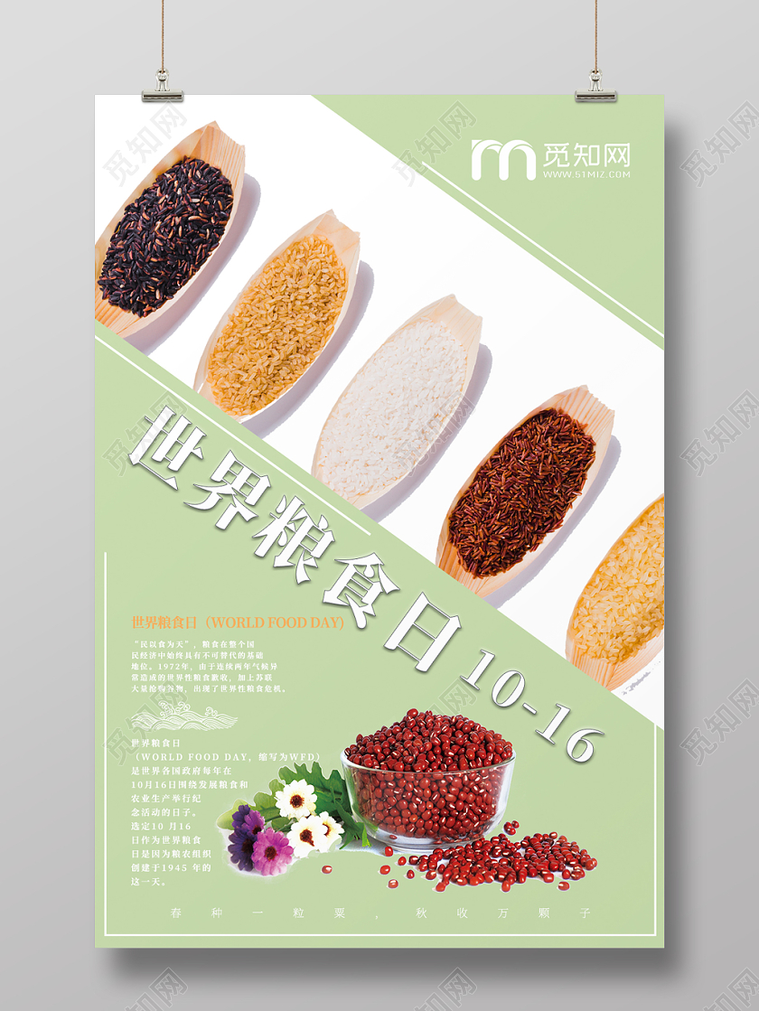 简约五谷杂粮世界粮食日海报设计