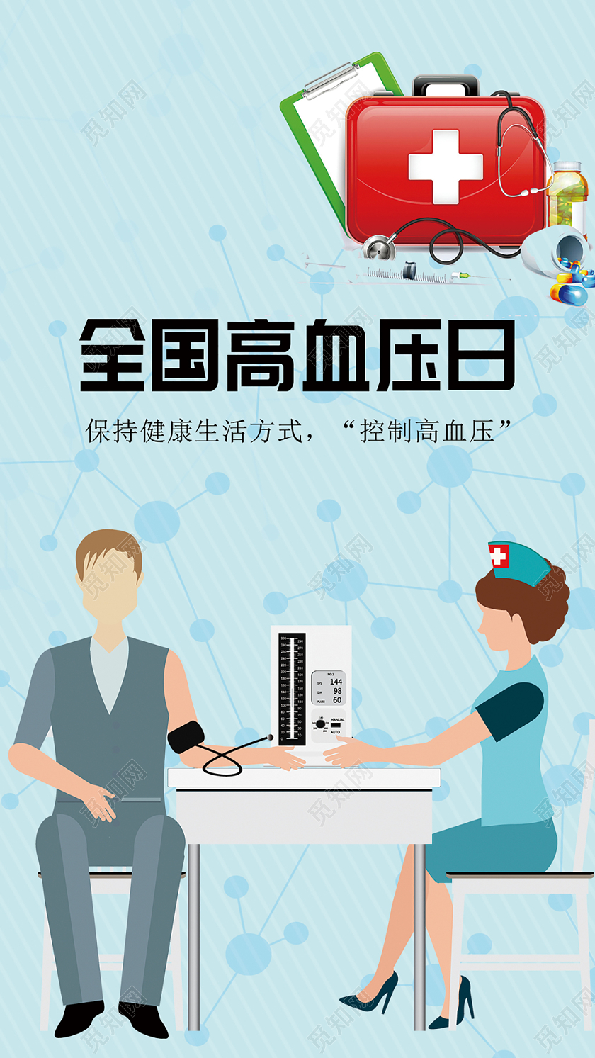 唯美简洁全国高血压日手机海报