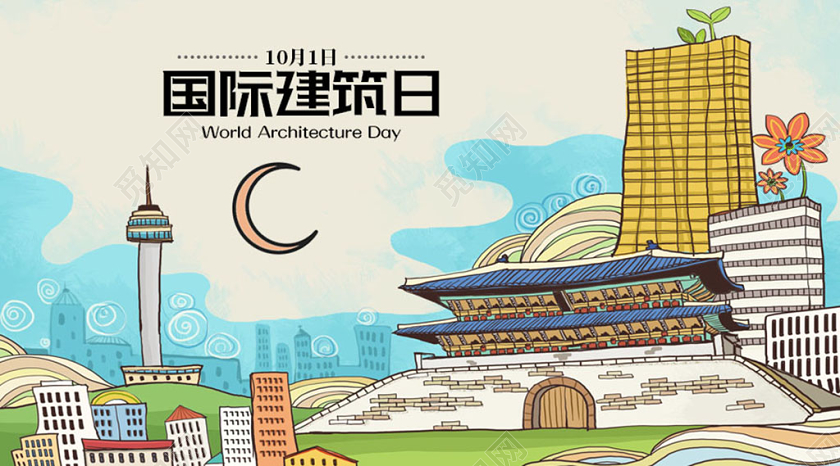 手绘卡通101世界国际建筑日公众号