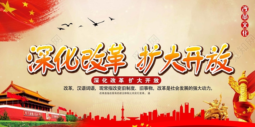 金色经典全面深化改革党政党课党建宣传展板