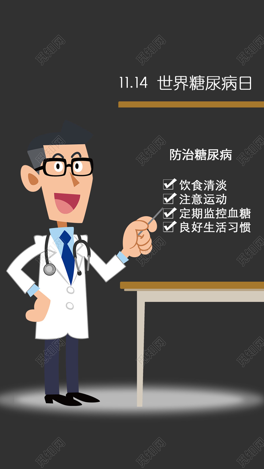 黑色简约世界糖尿病日手机海报