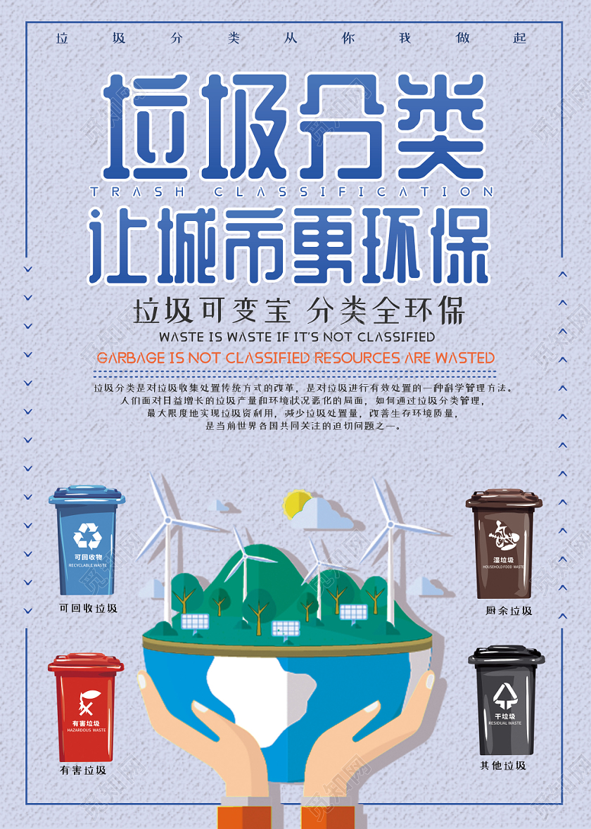 简约风环保保护环境垃圾分类宣传单