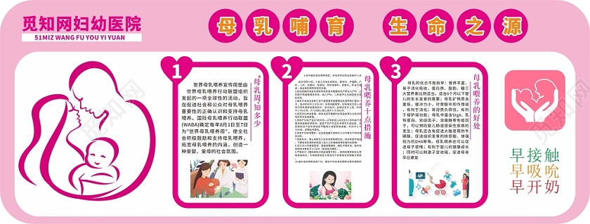 粉色几何简约母乳喂养文化墙