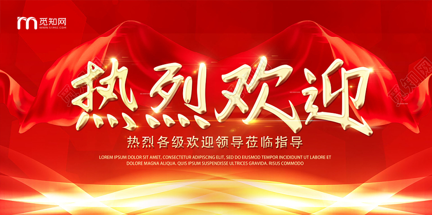 红色大气热烈欢迎欢迎领导莅临展板