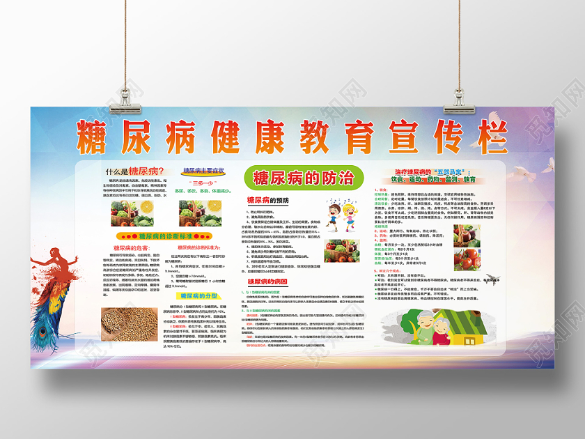 健康教育世界糖尿病健康防治宣传展板
