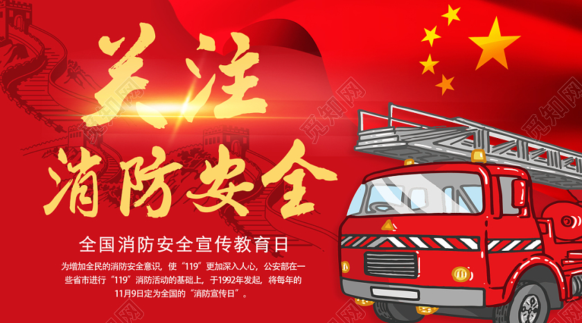 红色经典关注消防安全展板