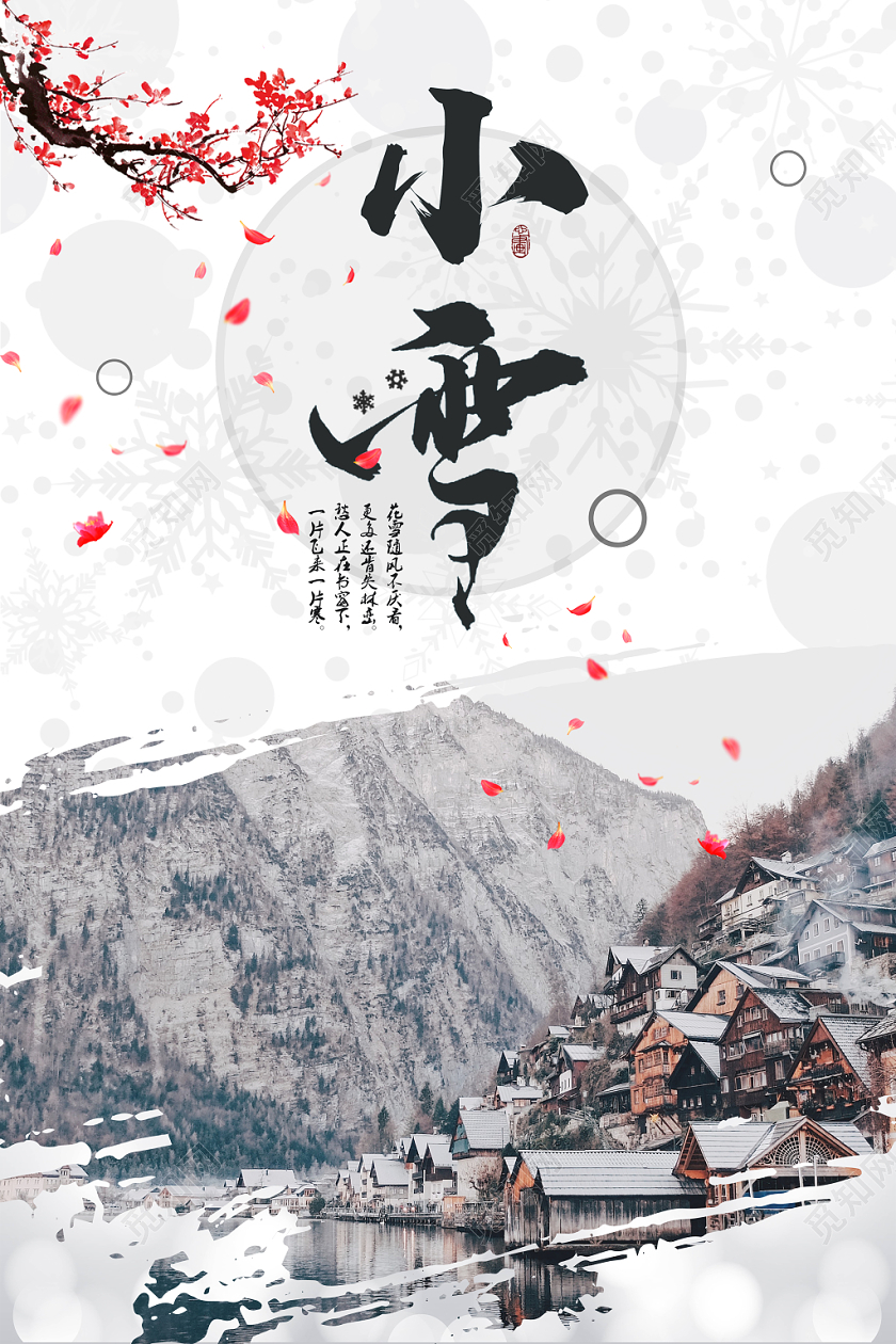 1122不规则雪景小雪二十四节气预告活动海报促销活动