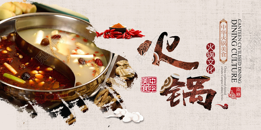 火锅中国传统美食展板