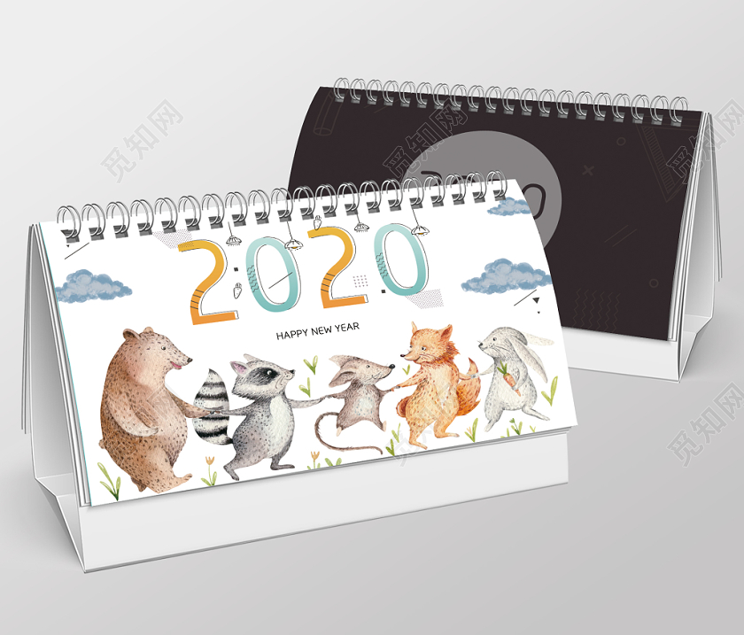 2020年卡通动物可爱风日历台历