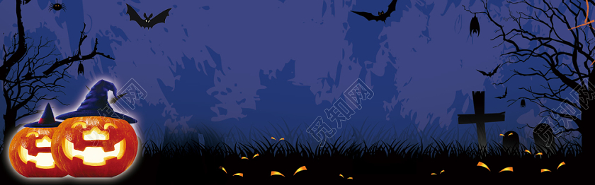 电商卡通简约万圣节banner背景图