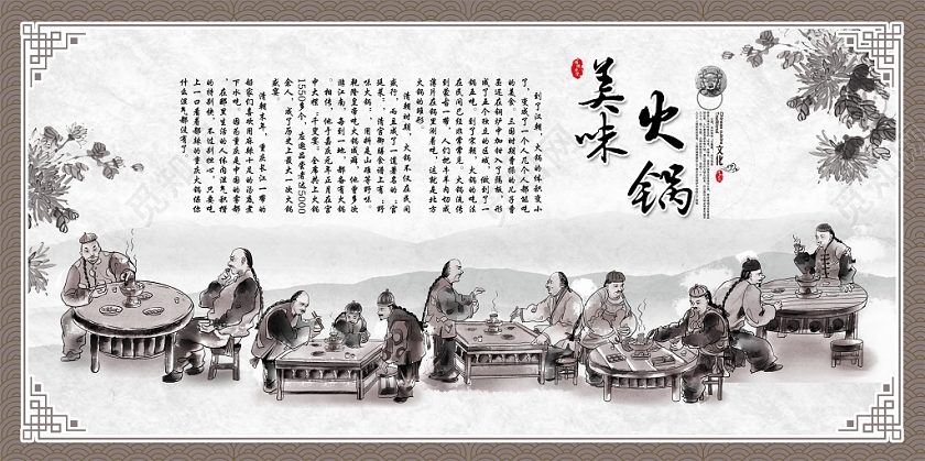 复古怀旧美味火锅正宗火锅火锅店背景墙展板设计