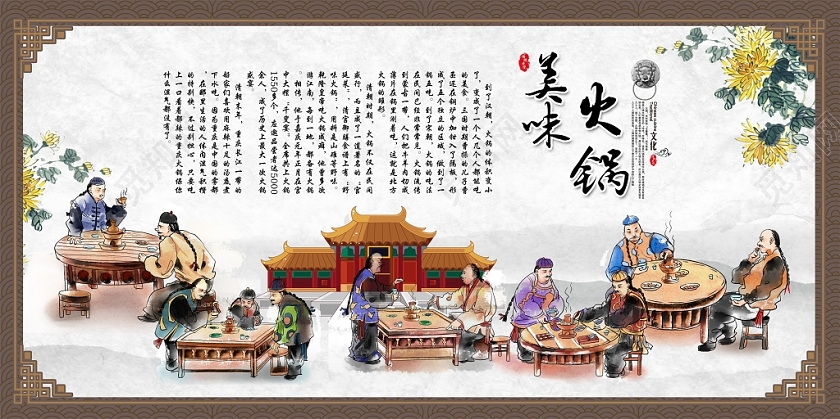 复古怀旧美味火锅正宗火锅火锅店背景墙展板设计