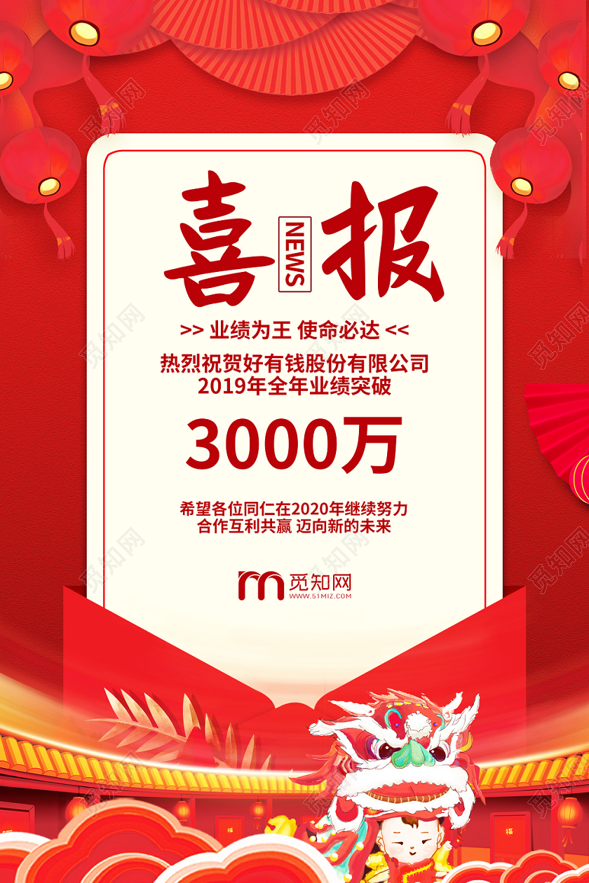 喜报战报捷报贺报红色大气创意喜报宣传海报