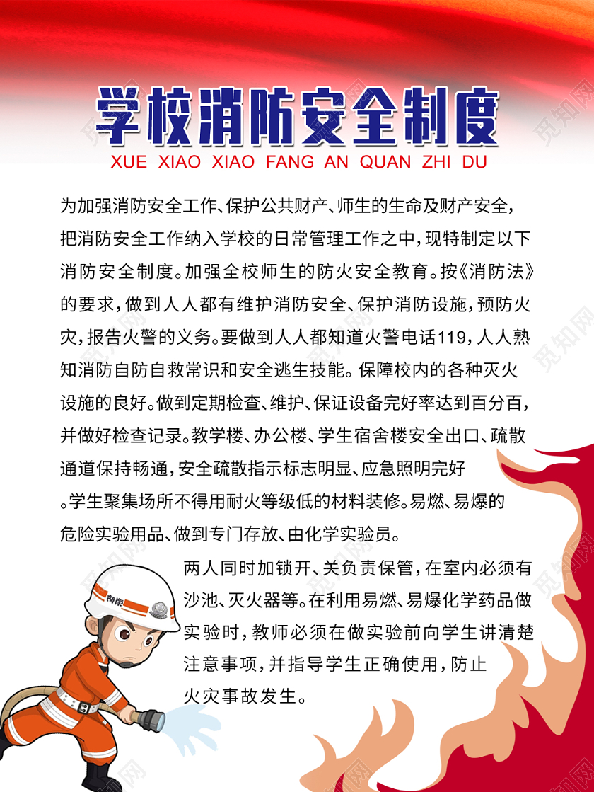 学校消防安全制度牌宣传海报