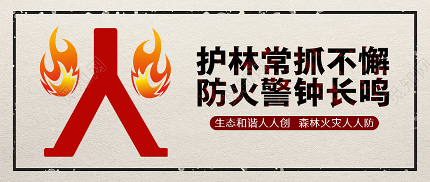 简约风森林防火消防宣传手机海报