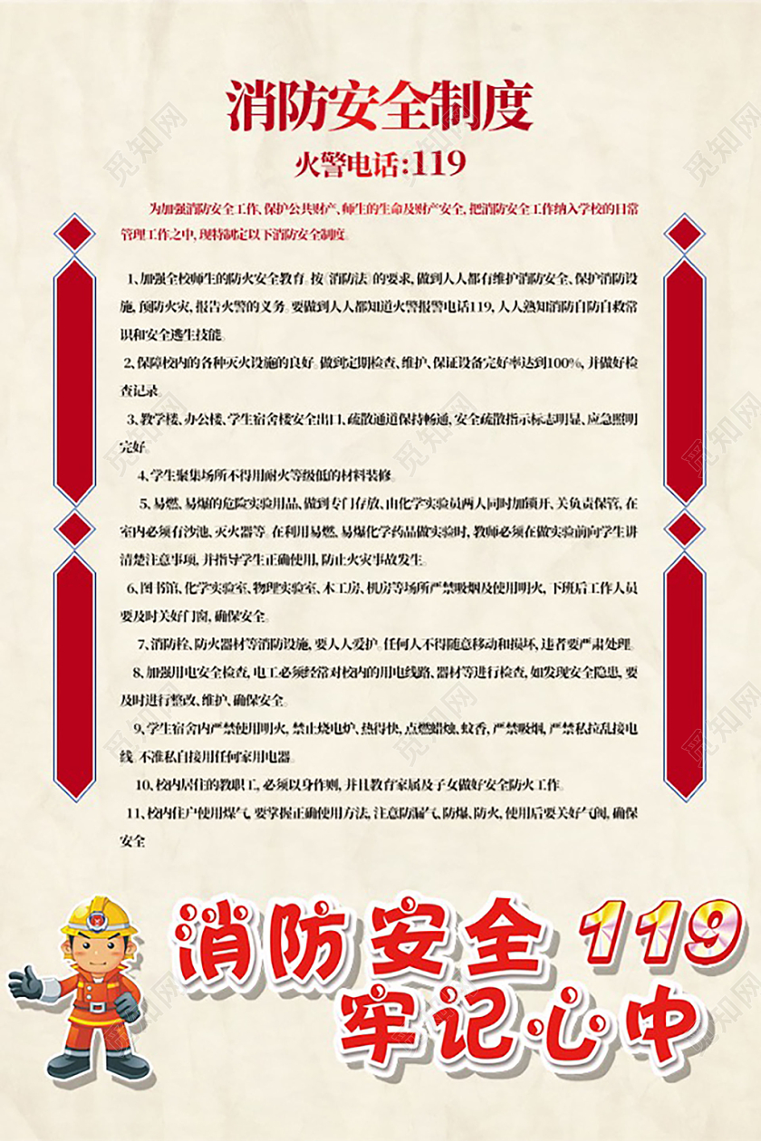 消防安全知识制度海报挂画
