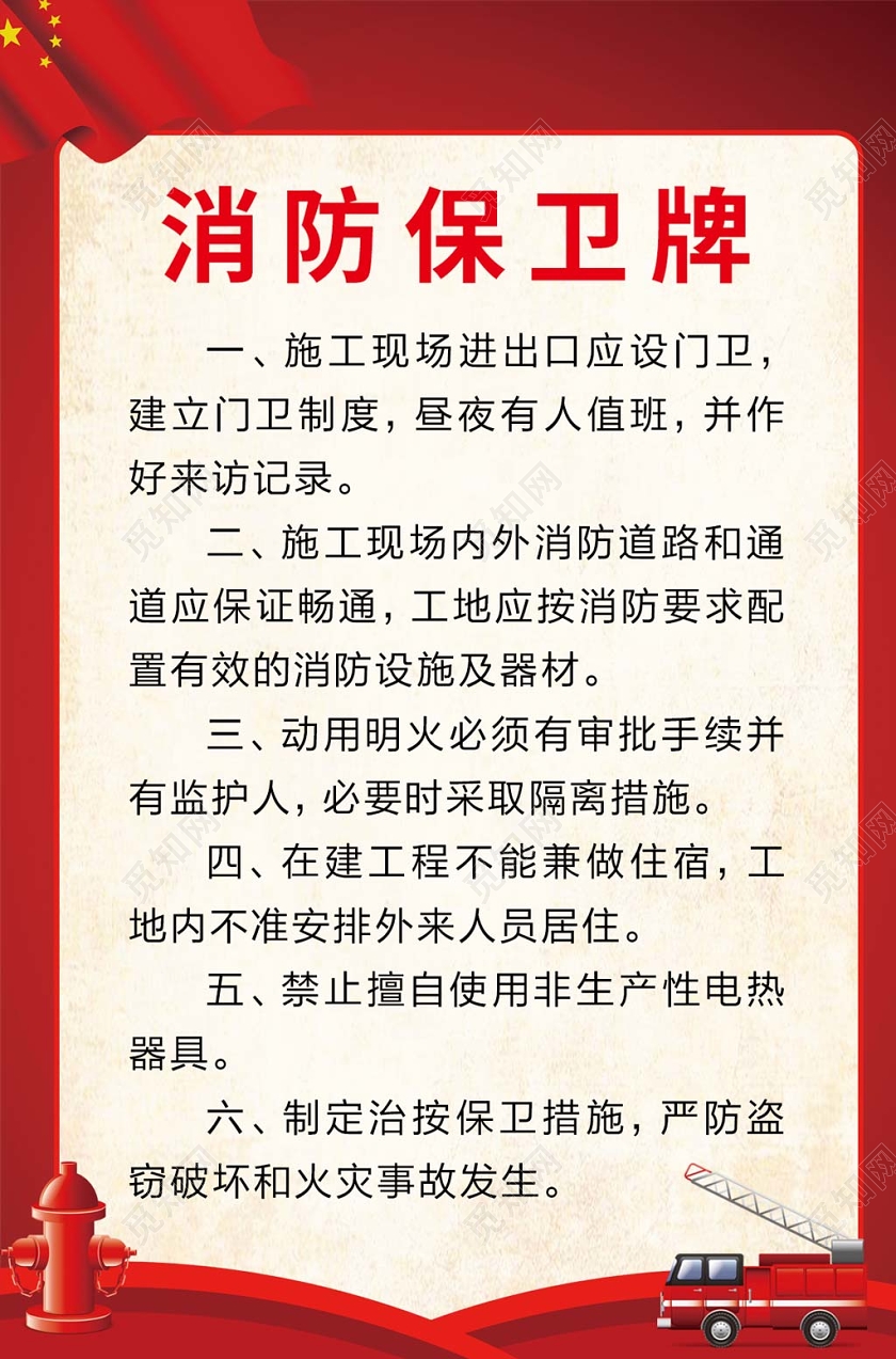 红色经典消防制度牌