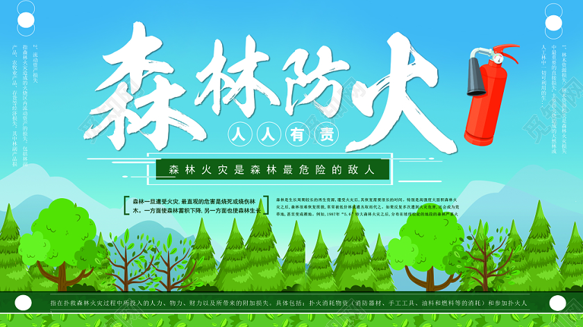 卡通森林防火知识宣传海报展板
