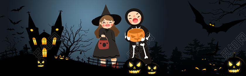 卡通创意万圣节宣传电商淘宝banner