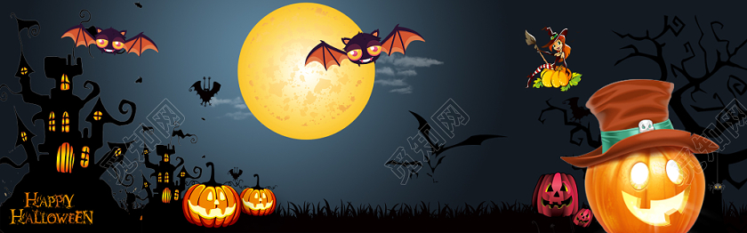 夜晚卡通万圣节宣传电商淘宝banner
