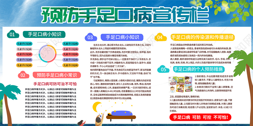 蓝色清新简约预防手足口病健康宣传栏展板
