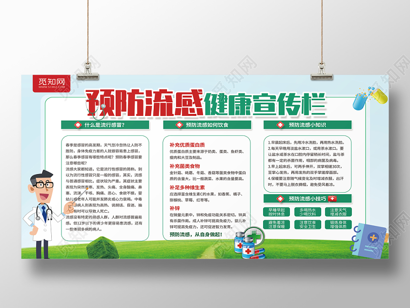 预防流感健康宣传栏展板
