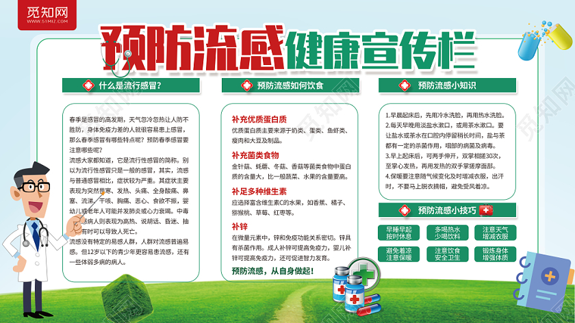 预防流感健康宣传栏展板