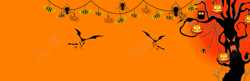 橙色创意万圣节宣传电商淘宝banner